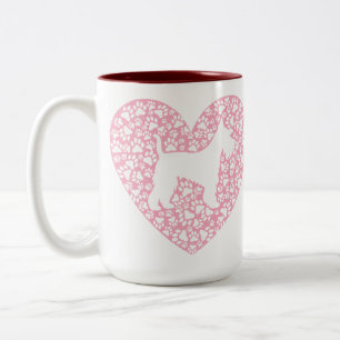 Schnauzer Silhouette Heart Paws Print - Dog Lover Two-Tone Coffee Mug