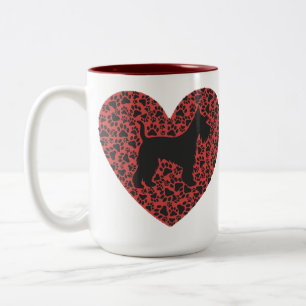 Schnauzer Silhouette Heart Paws Print - Dog Lover Two-Tone Coffee Mug