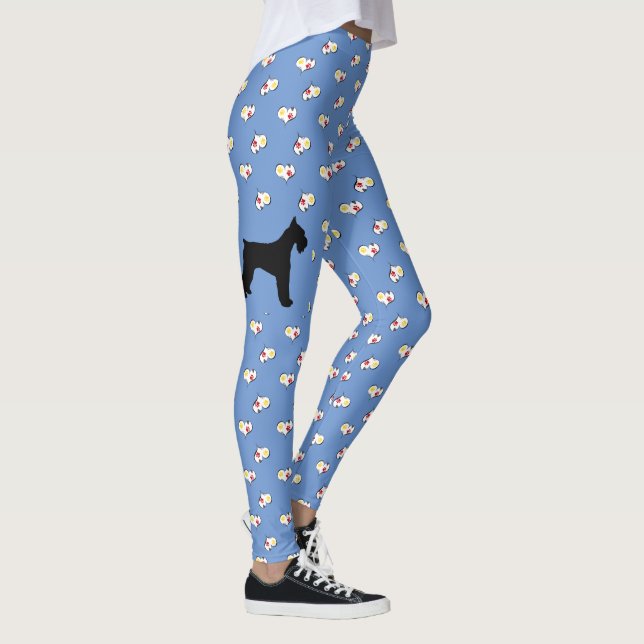 Schnauzer Silhouette Hearts Leggings (Right)