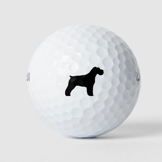 Schnauzer Silhouette (Natural Ears) Golf Balls (Front)