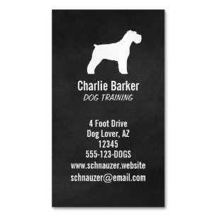 Schnauzer Silhouette (Natural Ears) Magnetic Business Card