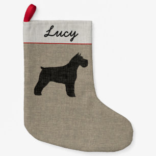Schnauzer Silhouette Personalised Dog Breed Xmas Small Christmas Stocking
