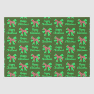 Schnauzer Silhouette Red Christmas Dog & Bow Green Tissue Paper
