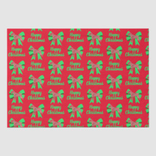 Schnauzer Silhouette Red Christmas Dog & Green Bow Tissue Paper