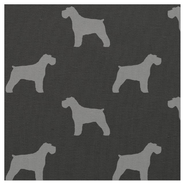 Schnauzer Silhouettes Black and Grey Patterned Fabric (Close Up)