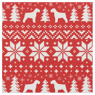 Schnauzer Silhouettes Christmas Pattern Fabric