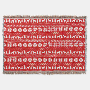 Schnauzer Silhouettes Christmas Pattern Throw Blanket