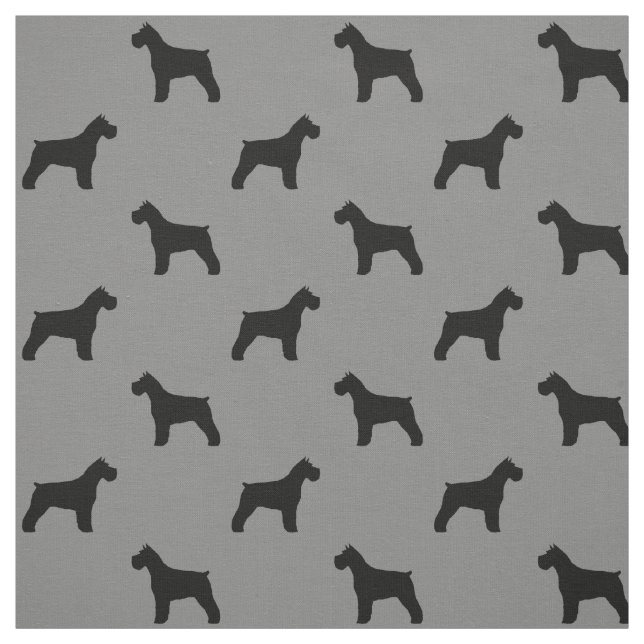Schnauzer Silhouettes Grey and Black Patterned Fabric (Swatch)
