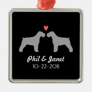 Schnauzer Silhouettes Love Dogs Newlywed Custom Metal Tree Decoration