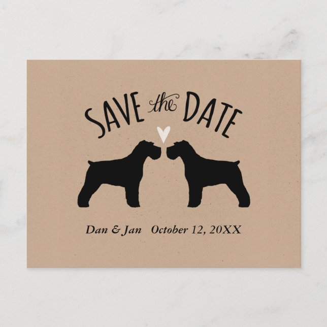 Schnauzer Silhouettes Wedding Save the Date Announcement Postcard (Front)