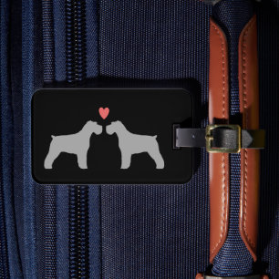 Schnauzer Silhouettes with Heart Luggage Tag
