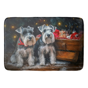 Schnauzer Snowy Sleigh Christmas Decor  Bath Mat