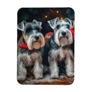 Schnauzer Snowy Sleigh Christmas Decor Magnet