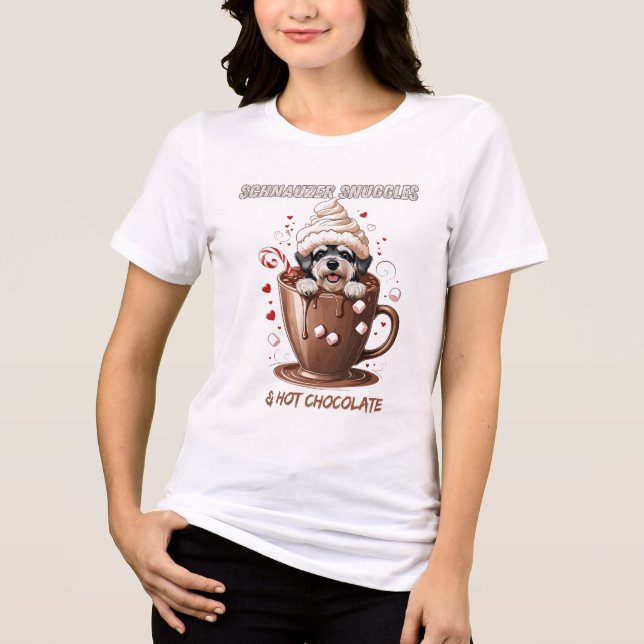 Schnauzer Snuggles & Hot Chocolate Tri-Blend Shirt (Front)