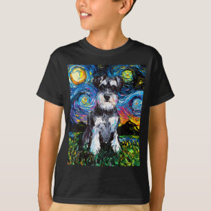Schnauzer Starry Night Impressionist Dog Art by Aj T-Shirt