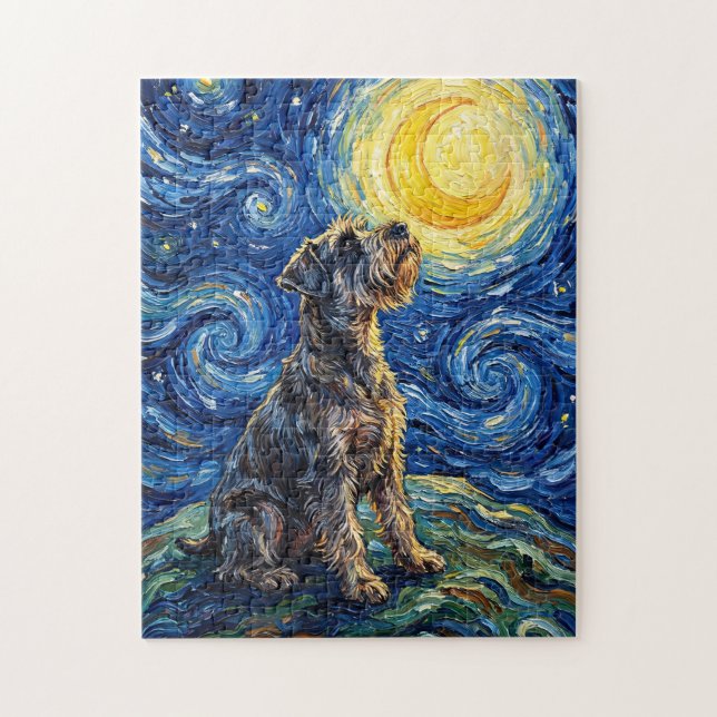 Schnauzer Starry Night Painting Jigsaw Puzzle (Vertical)
