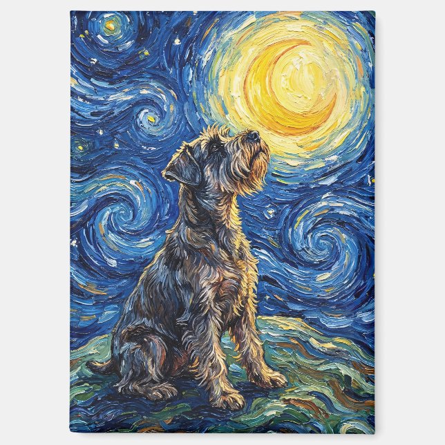 Schnauzer Starry Night Painting Magnet (Front)