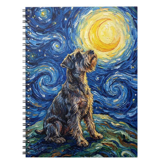 Schnauzer Starry Night Painting Notebook (Front)