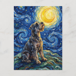 Schnauzer Starry Night Painting Postcard