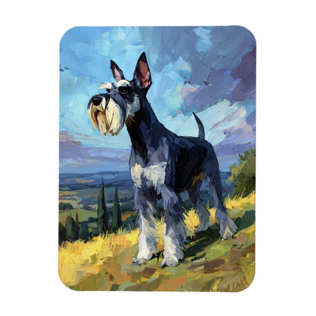 Schnauzer Sunlit Countryside Landscape Flexible Magnet (Vertical)