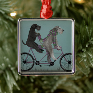 Schnauzer Tandem Metal Tree Decoration