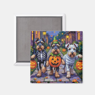 Schnauzer Trick-or-Treating in Halloween Costumes Magnet