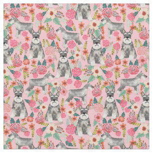schnauzer vintage florals pink cropped ears fabric