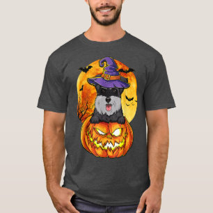 Schnauzer Witch Pumpkin Halloween Dog Lover Funny  T-Shirt