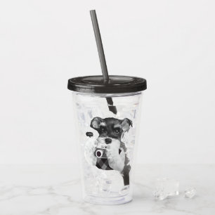 Schnauzer with Camera Acrylic Tumbler