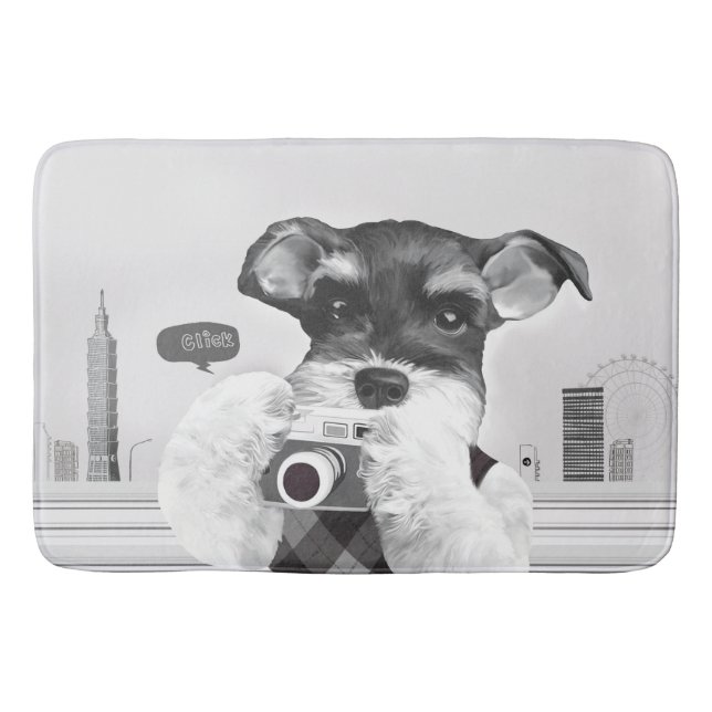 Schnauzer with Camera Bath Mat (Front)