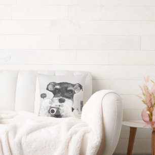 Schnauzer with Camera Cushion