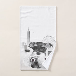 Schnauzer with Camera Hand Towel