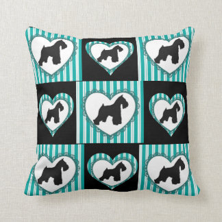 Schnauzers Hearts and Stripes Pillow