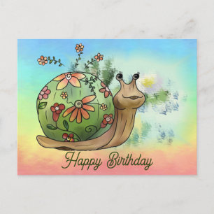 Schnecke am Teich Postkarte Postcard