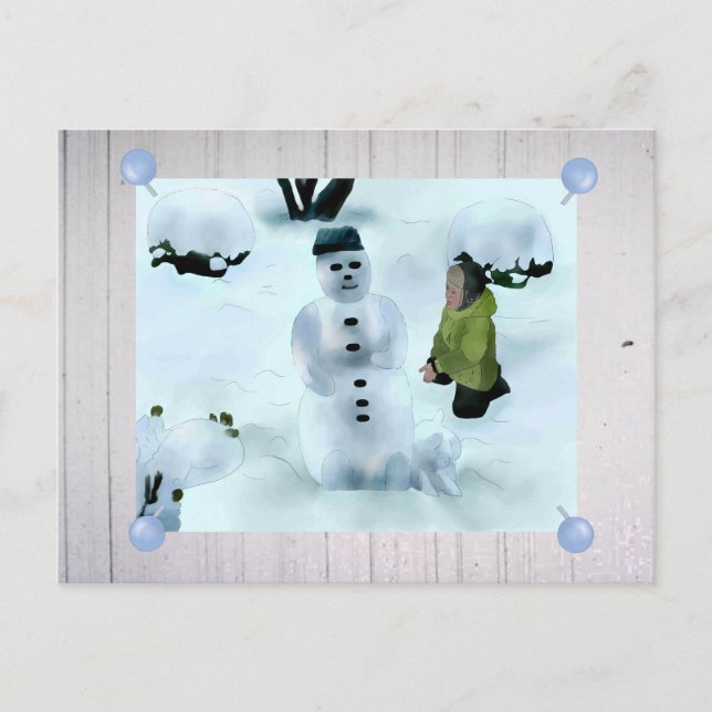 Schneemann mit Hund Postcard (Front)