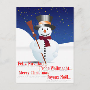 Schneemann / Snowman for Christmas / X-mas Holiday Postcard