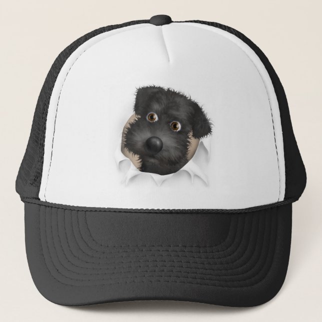Schnoodle (Black) Busting Out Trucker Hat (Front)