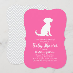 Schnoodle Dog Baby Shower Girl Pink Invitation
