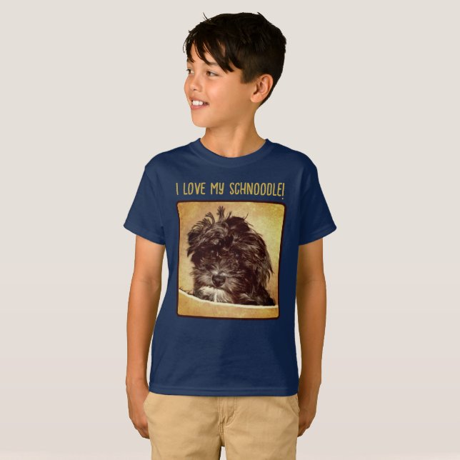Schnoodle Dog Boy's Navy T-Shirt (Front Full)