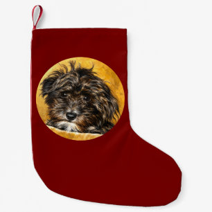 Schnoodle Dog Maroon Christmas Stocking