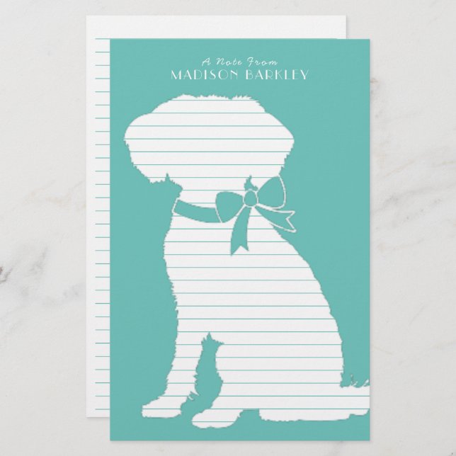 Schnoodle Dog Puppy Stationery (Front/Back)