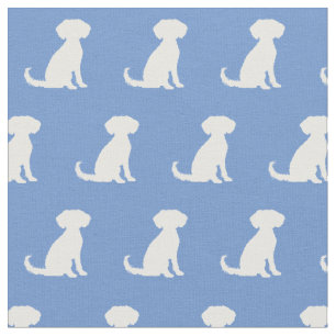 Schnoodle Dog Silhouette Pet Light Blue Fabric