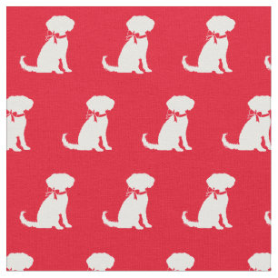 Schnoodle Dog Silhouette Pet Red Fabric