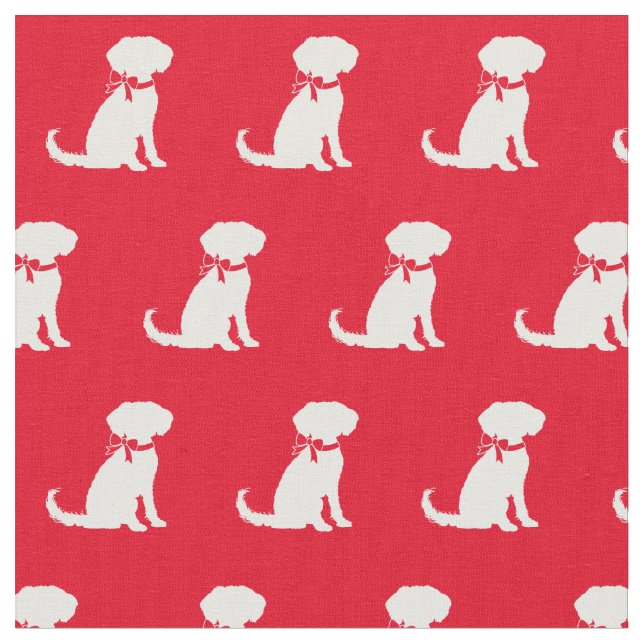 Schnoodle Dog Silhouette Pet Red Fabric (Close Up)