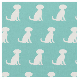 Schnoodle Dog Silhouette Pet Teal Fabric