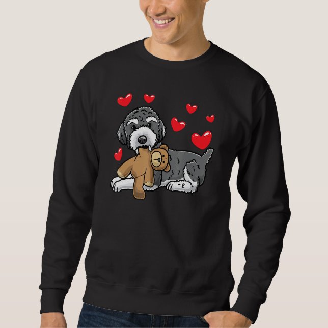 Schnoodle Dog With Stuffed Animal Sweatshirt (Front)