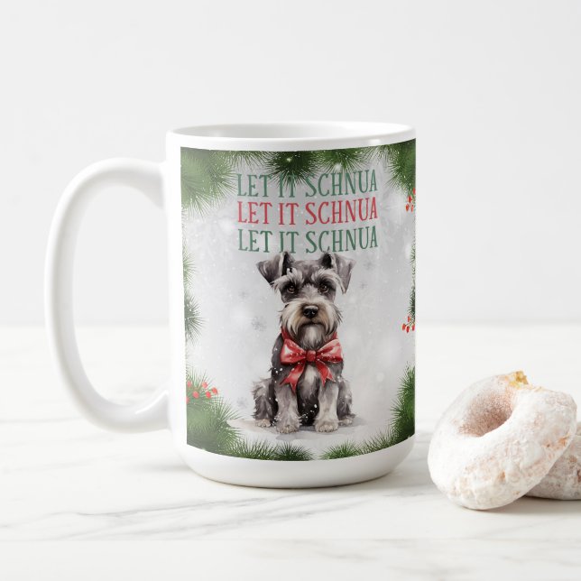 Schnuazer Funny Dog Pun Christmas Coffee Mug (With Donut)
