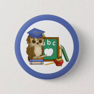 Scholar Owl 6 Cm Round Badge