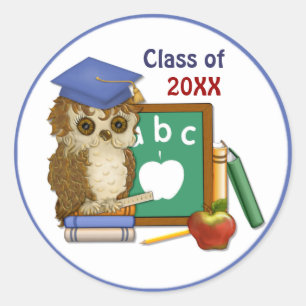 Scholar Owl Graduation Classic Round Sticker