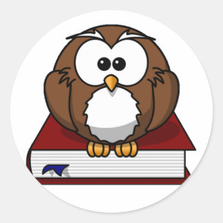 Scholarily Owl Classic Round Sticker